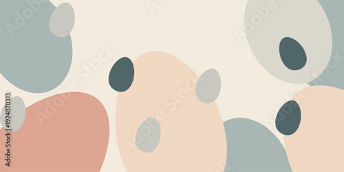 A modern abstract Easter illustration featuring eggs represented as soft overlapping shapes, subtle gradients, and muted pastel colors. eps 10