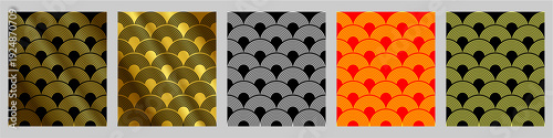 Set chinese pattern with gold vector for luxury packaging. Ideal for symbolizing elegant eastern heritage, traditional oriental prosperity, and classic Asian beauty.