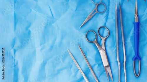 Wallpaper Mural Surgical Instruments on Blue Surgical Drape for Medical Procedures and Operations Torontodigital.ca