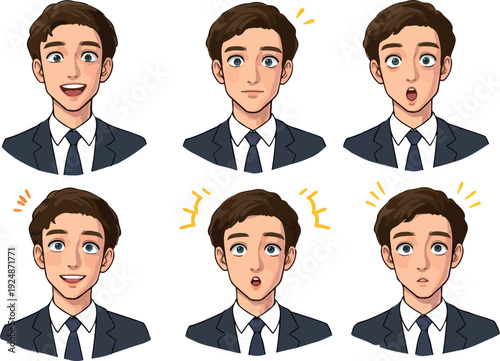 Pixel Art Man Expressing Emotions With Yellow Sparkles Flat Design