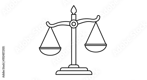Simple line drawing of a traditional balance scale with two pans