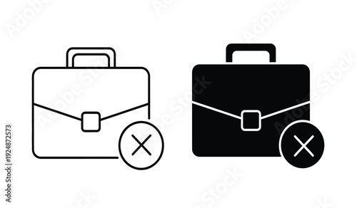 Vector illustration of two briefcases with rejected signs