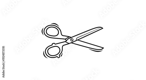 Hand Drawn Scissors Icon, Cutting Tool, Isolated on White Background, Vector Illustration