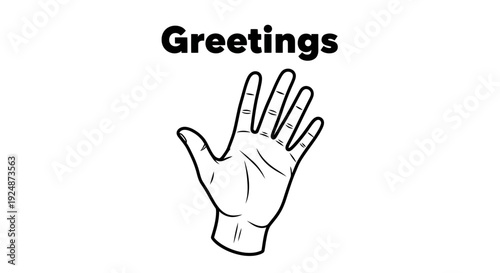 Hand Waving Hello, Greetings Message, Friendly Gesture, Open Palm, Communication Concept