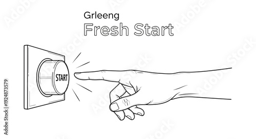 Hand pressing START button for a fresh start and new beginning concept