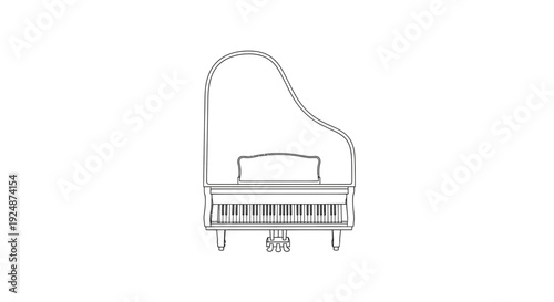Elegant Grand Piano Outline Drawing - Musical Instrument Icon