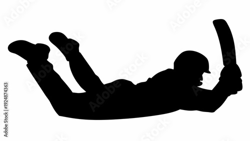 Cricket player in dynamic batting pose on field