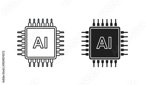 Two microchip processors with ai text on for artificial intelligence and machine learning concepts
