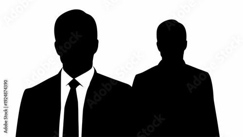 Two businessmen in suits standing side by side in formal attire