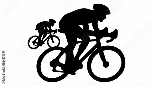 Cyclists riding in competition with dynamic motion and speed