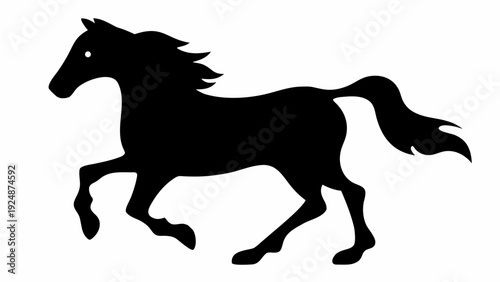 Running horse silhouette in motion with flowing mane