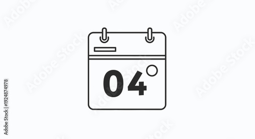 Calendar icon showing the 4th day of the month, simple line art design