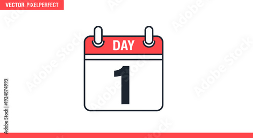 Calendar Icon Showing Day 1, First Day of Month or Event, Planning Concept