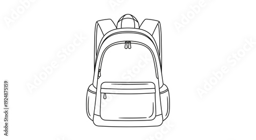 Backpack Icon Outline Vector Illustration - Minimalist School Bag Design