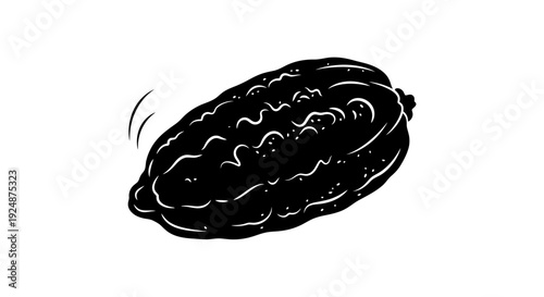 Black and White Illustration of a Bitter Melon
