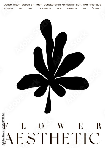 Trendy Groovy Vector Illustration Set in Matisse style. Minimal Modern Botanical Background. Plants, flowers and leaves in hand drawn styl