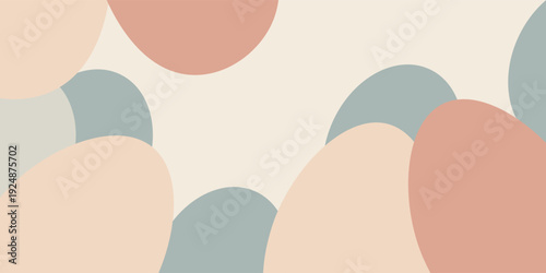 A modern abstract Easter illustration featuring eggs represented as soft overlapping shapes, subtle gradients, and muted pastel colors. eps 10