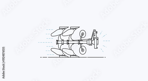 Agricultural Plow for Tilling Soil - Technical Drawing
