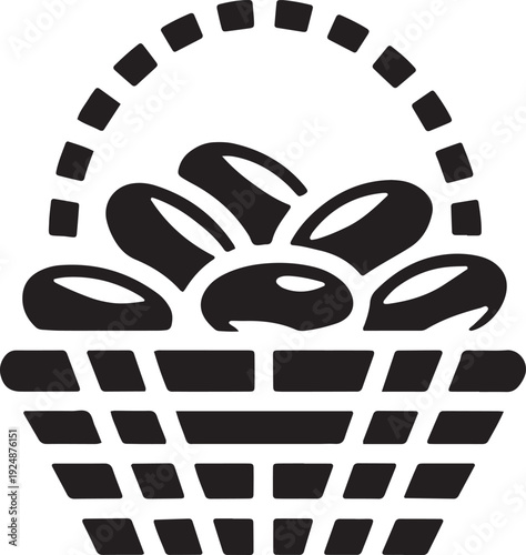 A basket filled with coffee beans, a perfect symbol for breakfast or morning routine