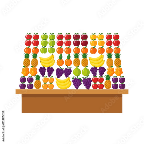 Vibrant Fruit Display: Apples, Bananas, Grapes, Pineapples, Oranges, Pears