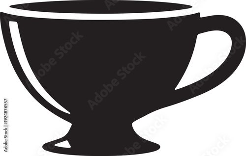 Classic teacup silhouette with handle and saucer vector art