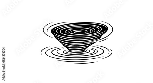 Whirlpool Vortex Swirl Water Surface Abstract Black and White Illustration