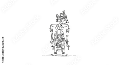 Traditional Indonesian Wayang Kulit Puppet Drawing, Cultural Heritage