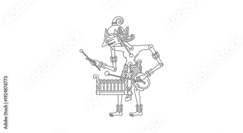 Traditional Indonesian Wayang Kulit Puppet Playing Gamelan Music