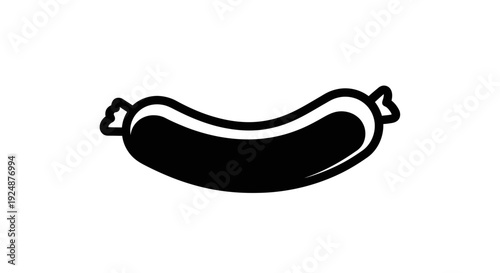 Simple Sausage Icon, Black and White, Food Symbol