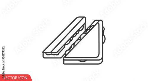 Sandwich icon, simple outline vector illustration of a sandwich cut in half