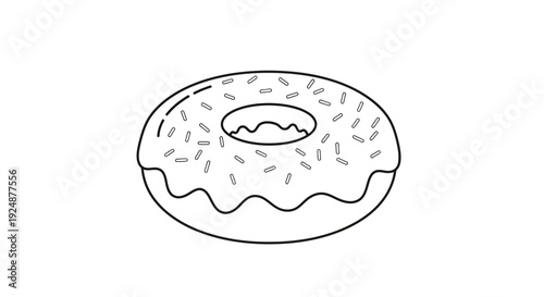 Simple Donut Outline with Sprinkles - Minimalist Food Illustration