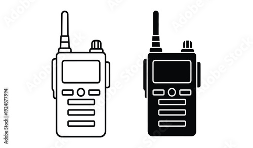 Two handheld radios with antennas on isolated for communication purposes