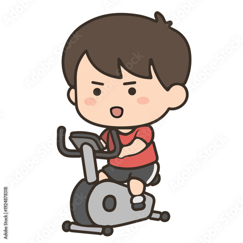 Man Exercising on Stationary Bike