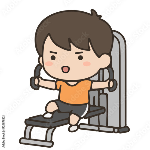 Man Working Out on Chest Press Machine