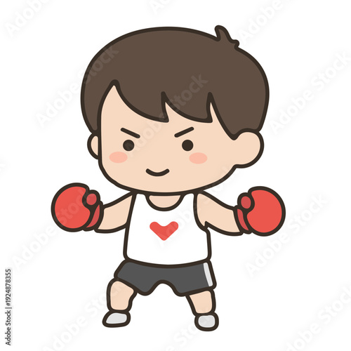 Illustration of a Boy Boxing