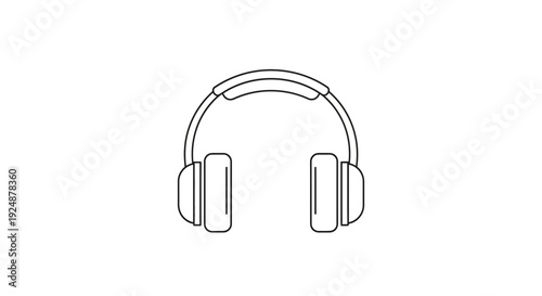 Minimalist Line Art Icon of Headphones, Simple Outline of Audio Device