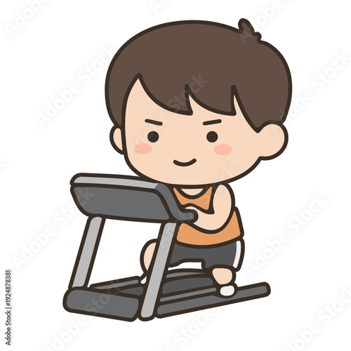 Illustration of Man Running on Treadmill