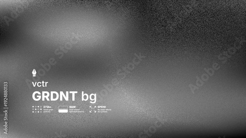 Abstract black and white vector background with high detailed noise texture and blurred gradient effect. Modern grayscale silver grainy overlay for industrial or brutalist design concepts.