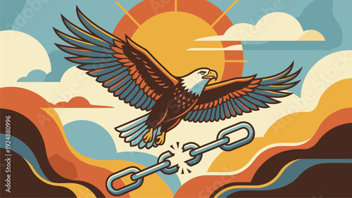 Eagle Breaking Chains, Symbolizing Freedom and Liberation | Business Success Concept