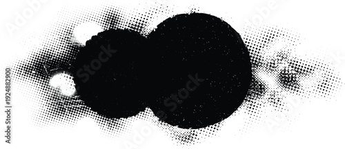 Glitch distorted grunge layer . Noise destroyed texture . Trendy defect error shapes . Overlay grunge texture . Distressed effect .Vector shapes with a halftone dots screen print texture.
