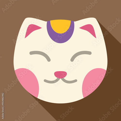 Maneki neko icon representing luck and fortune in a flat design style