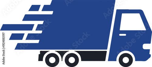 Speedy Blue Delivery Truck Motion Lines Isolated Object Flat Design