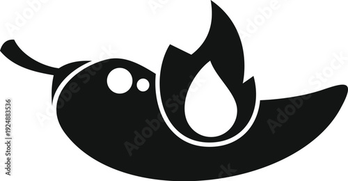 Chili pepper with a flame icon illustrating the concept of spicy food