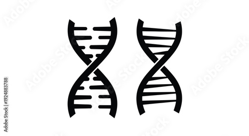 Two black dna helix structures depicted in a simple graphic style