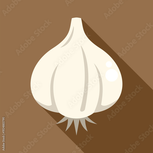 Garlic bulb icon in a flat design style with a long shadow