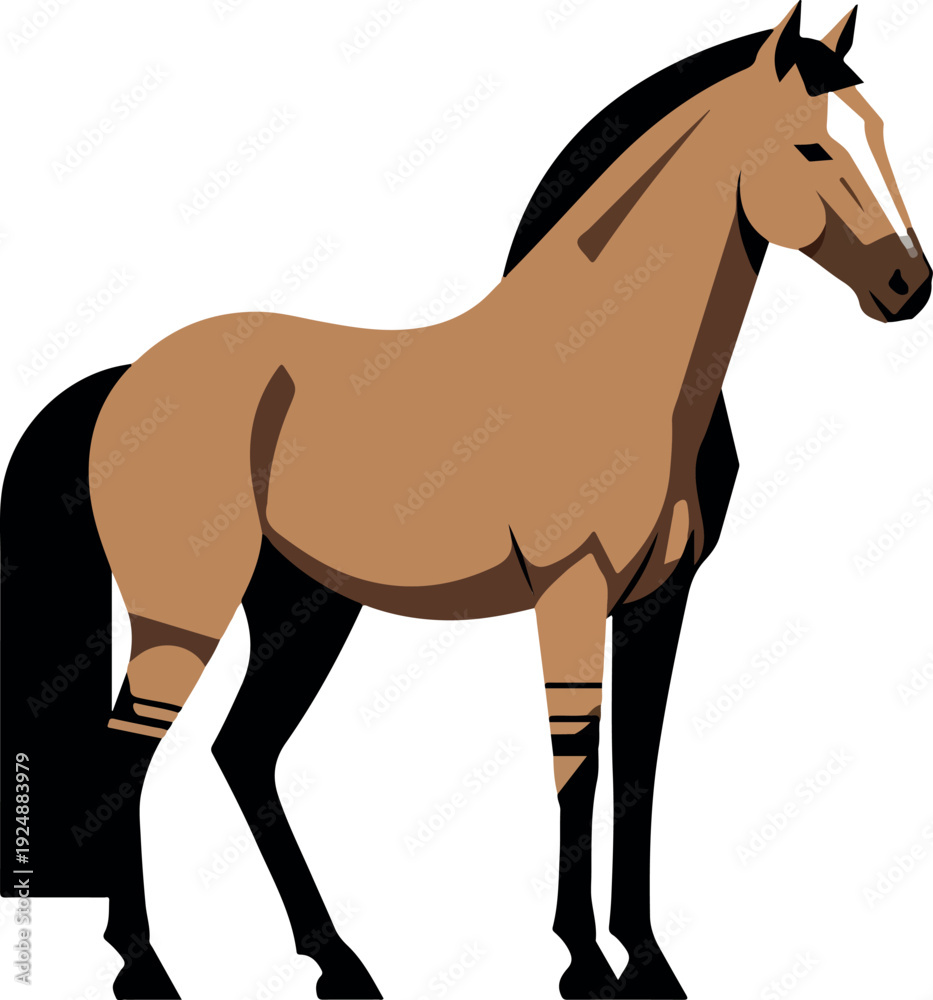 Obraz premium Tan Horse Standing Side Profile Minimalist Flat Vector Illustration