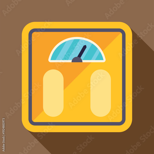 Yellow bathroom scale providing a measurement of body weight