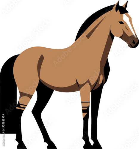 Tan Horse Standing Side Profile Minimalist Flat Vector Illustration