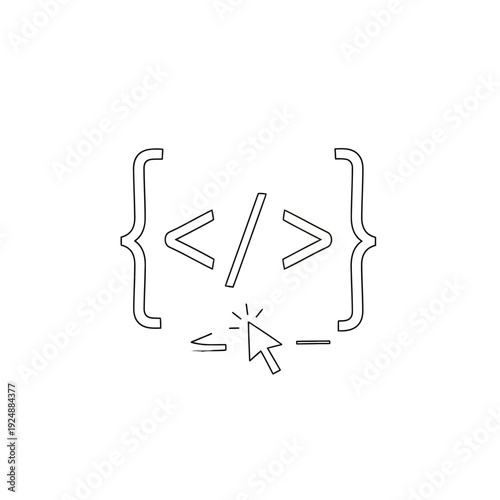 Coding brackets with cursor clicking on code symbol.