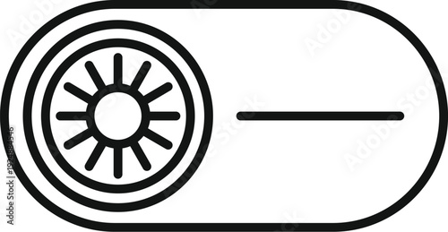 Line art icon showing a sun for switching between day and night modes